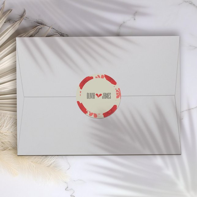 Romantische Hochzeit der Roten Flora Runder Aufkleber (Von Creator hochgeladen)