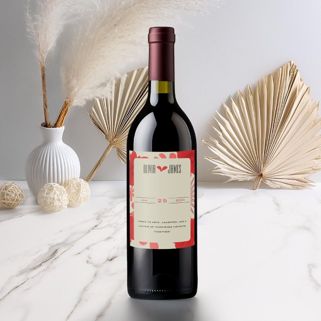 Romantische Hochzeit der Roten Flora Weinetikett (Von Creator hochgeladen)