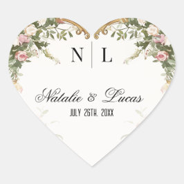 Romantische Hochzeit der Wasserfarben mit Blumen u Herz-Aufkleber