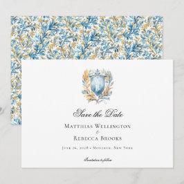 Romantische Hochzeit des Blue Wappen Monogram Save The Date