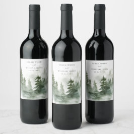 Romantische Hochzeit des grünen Waldes Weinetikett