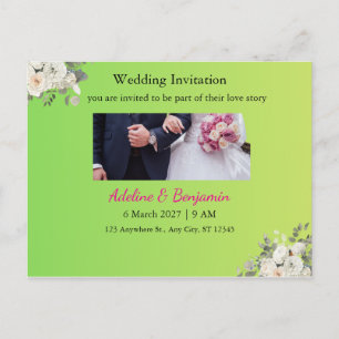 Romantische Hochzeit Einladung Postkarte - Elegant