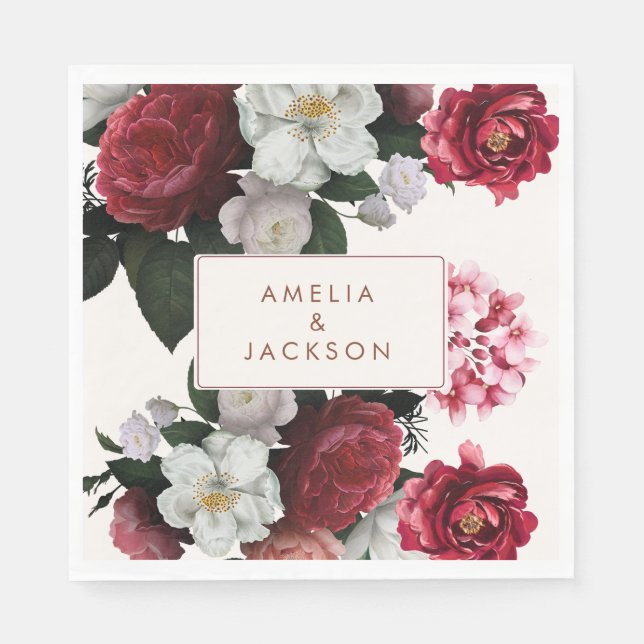 Romantische Hochzeit in Burgund mit Rot und Kupfer Serviette (Vorderseite)