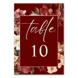 Romantische Hochzeit in Burgund mit Rot und Kupfer Tischnummer