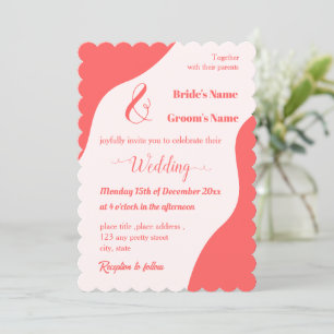 Romantische Hochzeit in Korallenrosa Einladung