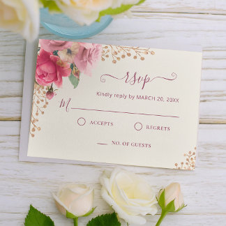 Romantische Hochzeit in Rosa RSVP Karte