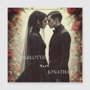 Romantische Hochzeit in Schwarz Magnetkarte