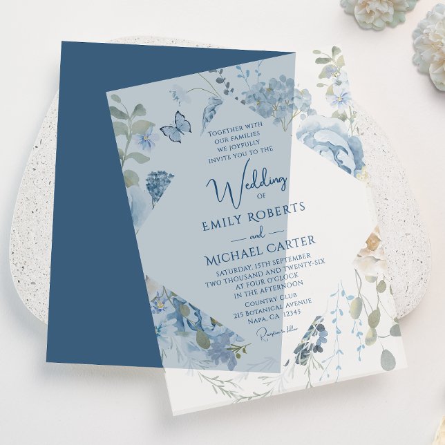 Romantische Hochzeit mit blauer Wasserfarbe (Von Creator hochgeladen)