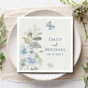 Romantische Hochzeit mit blauer Wasserfarbe Serviette
