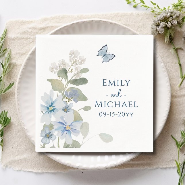 Romantische Hochzeit mit blauer Wasserfarbe Serviette (Von Creator hochgeladen)