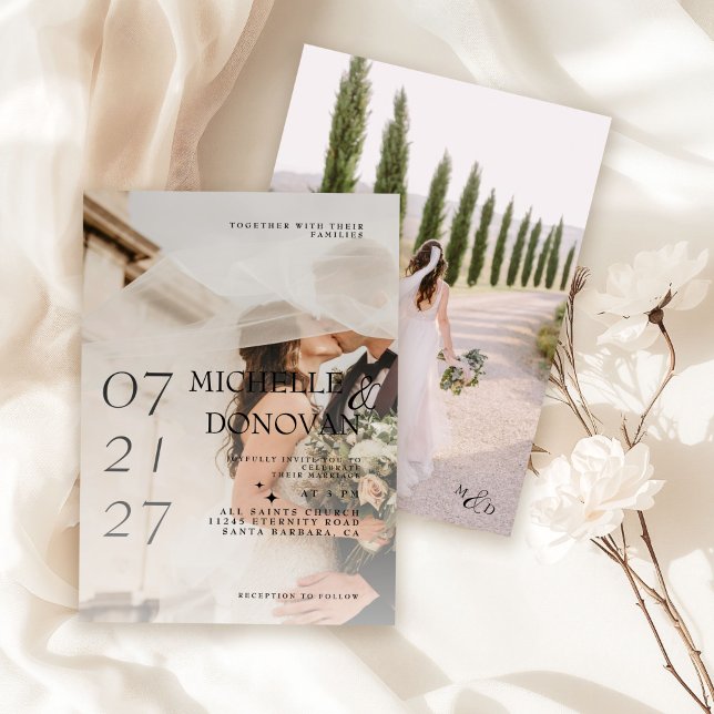 Romantische Hochzeit mit elegantem White Overlay F Einladung (Von Creator hochgeladen)