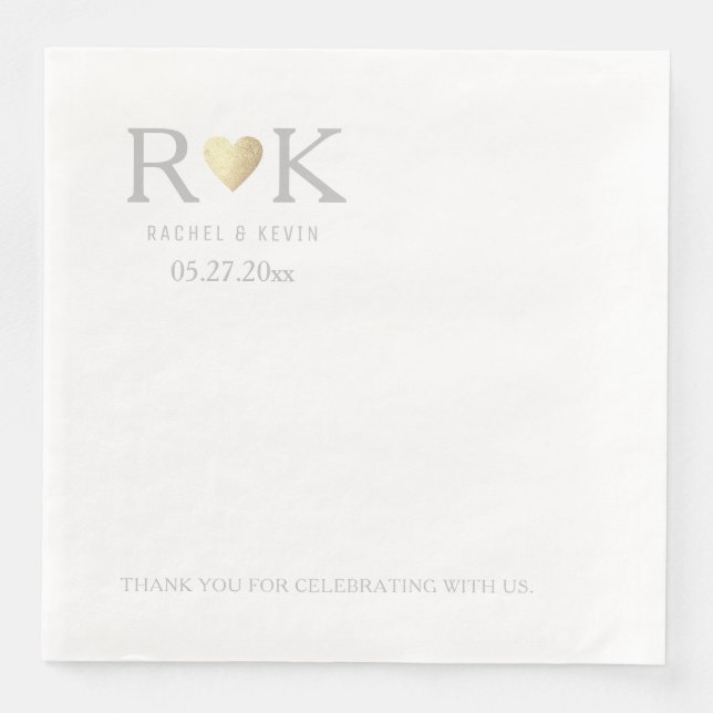 Romantische Hochzeit Mit Monogramm Serviette (Vorderseite)