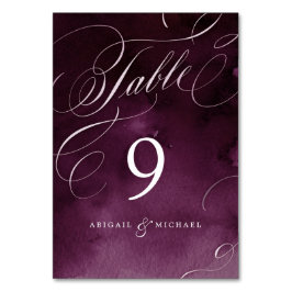 Romantische Hochzeit mit Pflaumenkalligrafie Tischnummer