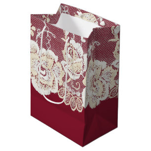 Romantische Hochzeit mit Roter Creme Mittlere Geschenktüte
