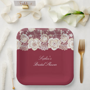 Romantische Hochzeit mit Roter Creme Pappteller