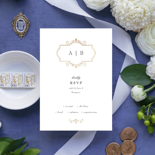 romantische Hochzeit mit traditionellem Gold RSVP Karte (Von Creator hochgeladen)