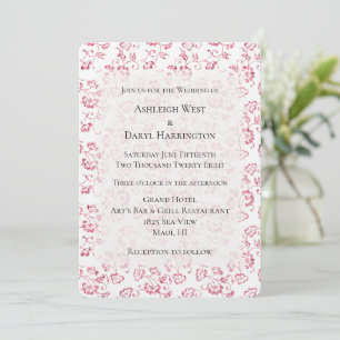 Romantische Hochzeit mit weißem Rosa Glitzer Einladung