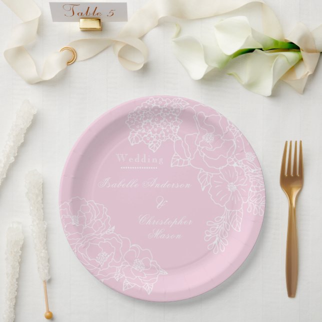 Romantische Hochzeit Pfingstrosen Rosa Pappteller (Hochzeit)