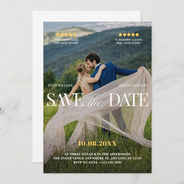 Romantische Hochzeit Save The Date (Vorne/Hinten)