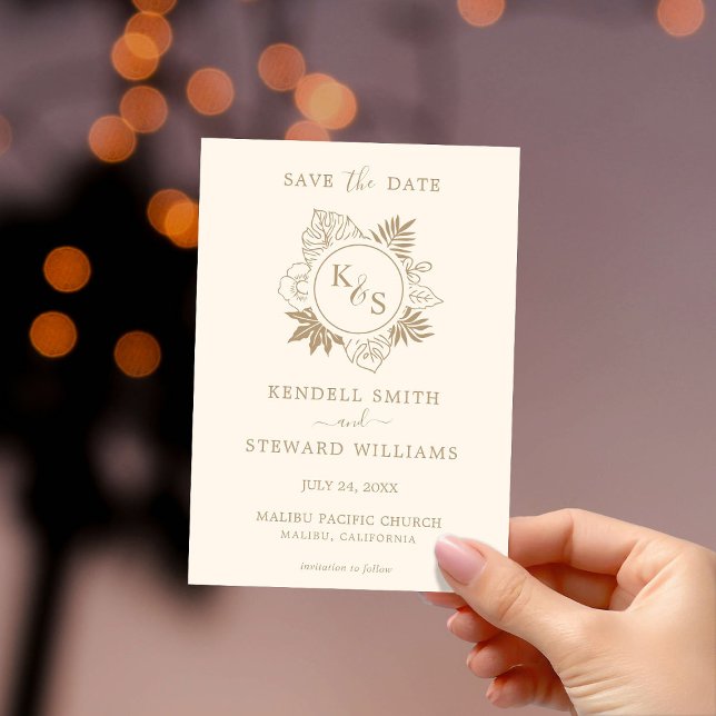 Romantische Hochzeit tropischer Vegetation Save The Date (Von Creator hochgeladen)