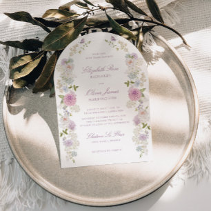 Romantische Hochzeit von pastellfarbenem Blumenges Einladung