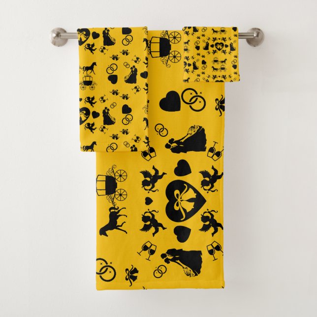 Romantische Hochzeit von Pferd und Kart Badhandtuch Set (Insitu)