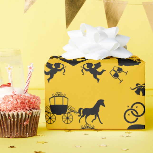 Romantische Hochzeit von Pferd und Kart Geschenkpapier (Geburtstagsparty)