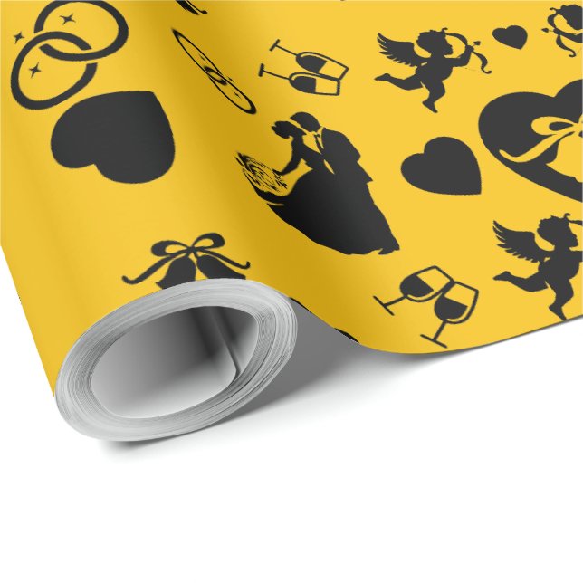 Romantische Hochzeit von Pferd und Kart Geschenkpapier (Rolleneckpunkt)