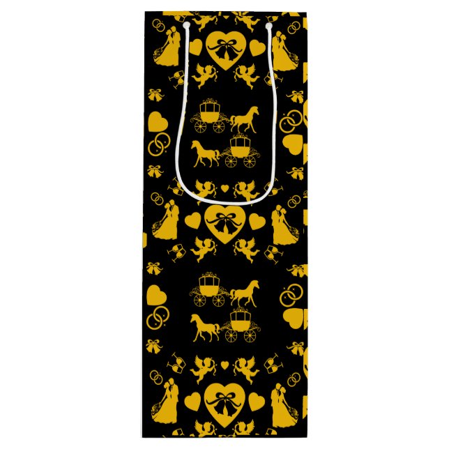 Romantische Hochzeit von Pferd und Kart Geschenktüte Für Weinflaschen (Vorderseite)