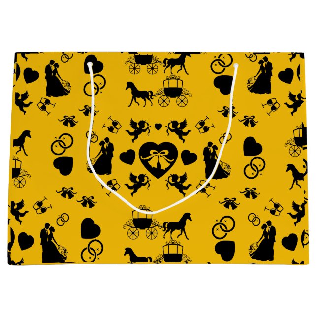 Romantische Hochzeit von Pferd und Kart Große Geschenktüte (Vorderseite)
