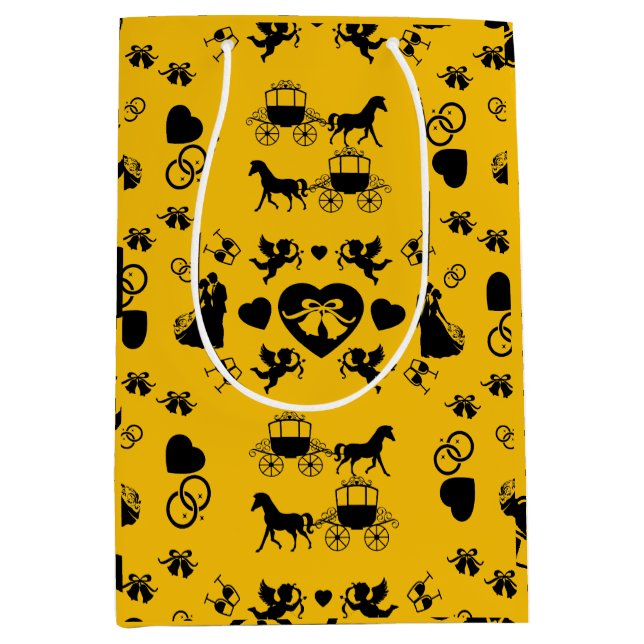 Romantische Hochzeit von Pferd und Kart Mittlere Geschenktüte (Vorderseite)