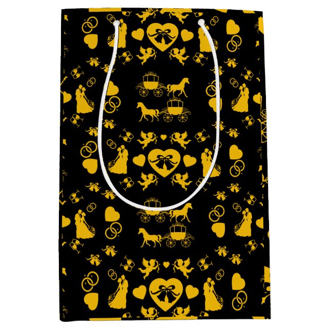 Romantische Hochzeit von Pferd und Kart Mittlere Geschenktüte (Vorderseite)