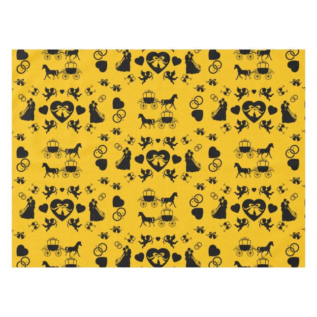 Romantische Hochzeit von Pferd und Kart Tischdecke (Vorderseite (Horizontal))