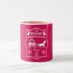 Romantische Hochzeit von Pferd und Kart Zweifarbige Tasse