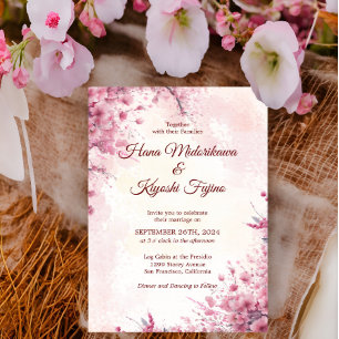 Romantische Hochzeit von Pink Cherry Blossom Einladung