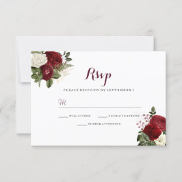 Romantische Hochzeit von Roter Blüte - RSVP Karte