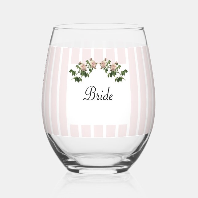 Romantische Hochzeit von Soft Pink Bride Weinglas Ohne Stiel (Vorderseite)