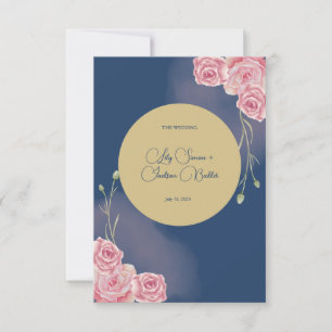 Romantische Hochzeit zwischen Navy und Blush Pink Dankeskarte
