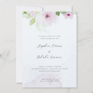 Romantische Hochzeit zwischen Rosa und Grünem Blau Einladung
