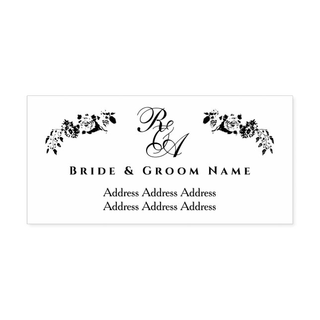 Romantische Hochzeitadresse Monogram Permastempel (Design)