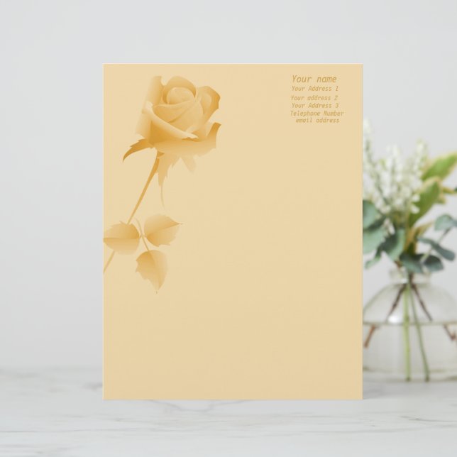 Romantische Hochzeitsankündigungen der Gold Rose Briefkopf (Stehend Vorderseite)