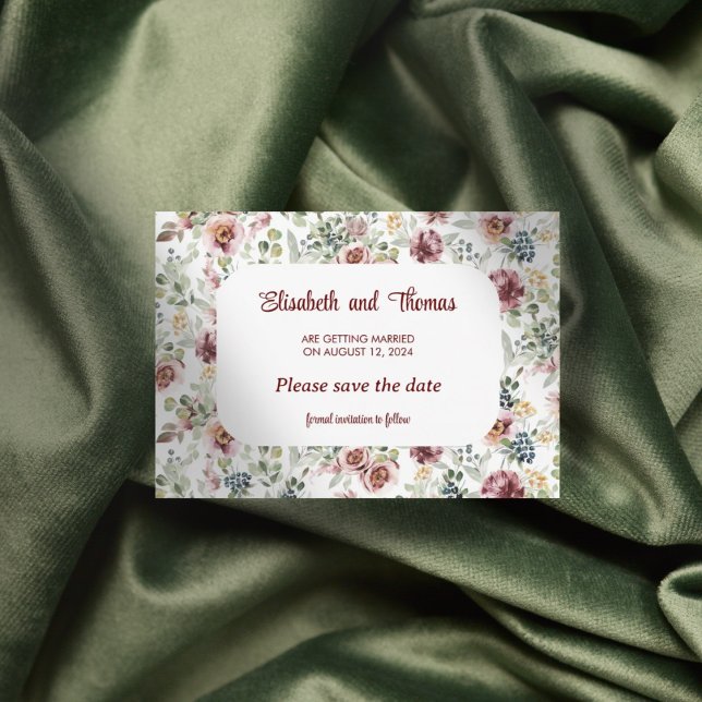 Romantische Hochzeitsblumendesign Save the Date Ka (Von Creator hochgeladen)