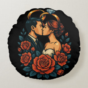 Romantische Hochzeitscoupel Rundkissen Rundes Kissen