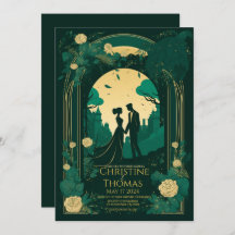 Romantische Hochzeitseinladung Emerald Green und G