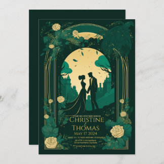 Romantische Hochzeitseinladung Emerald Green und G Einladung