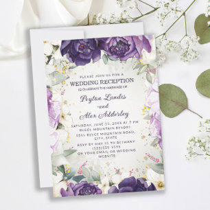 Romantische Hochzeitsempfehlung mit Lila Weiß Einladung