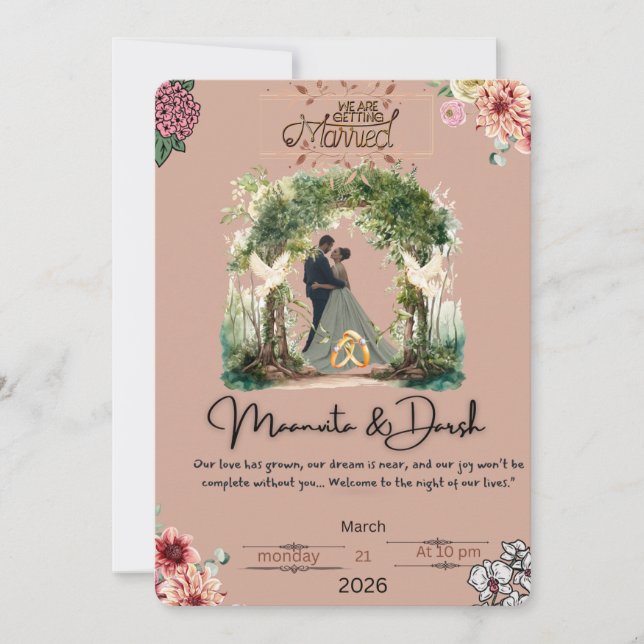 Romantische Hochzeitsfeier Liebe Night Einladung (Vorderseite)