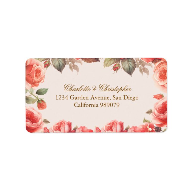 Romantische Hochzeitsfeier mit Wasserfarben - Rück Adressaufkleber (Vorne)