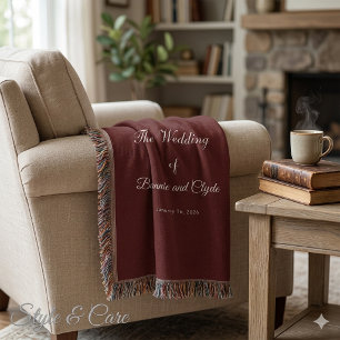 Romantische Hochzeitsfeier verbranntes Maroon Decke