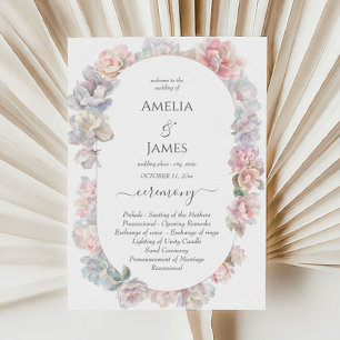 Romantische Hochzeitsfeierprogramme für Peony Flor Einladung